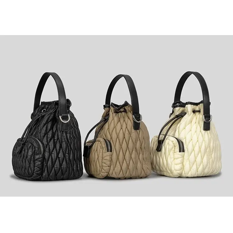 Rhombus Cotton Bucket Bag