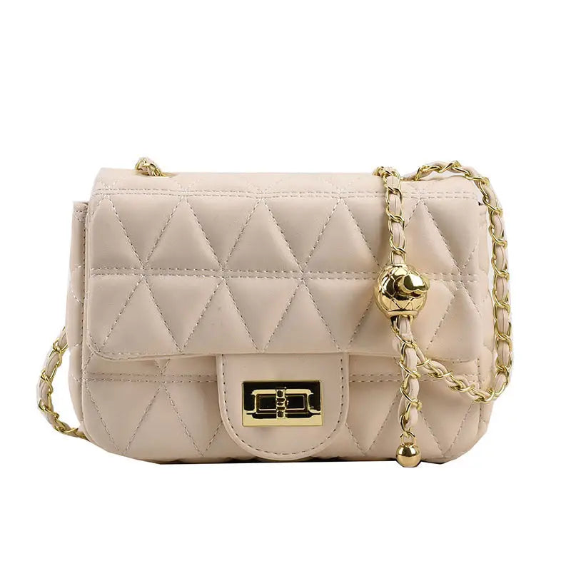 Rhombus Pattern PU Shoulder Bag with Sandwich Pocket