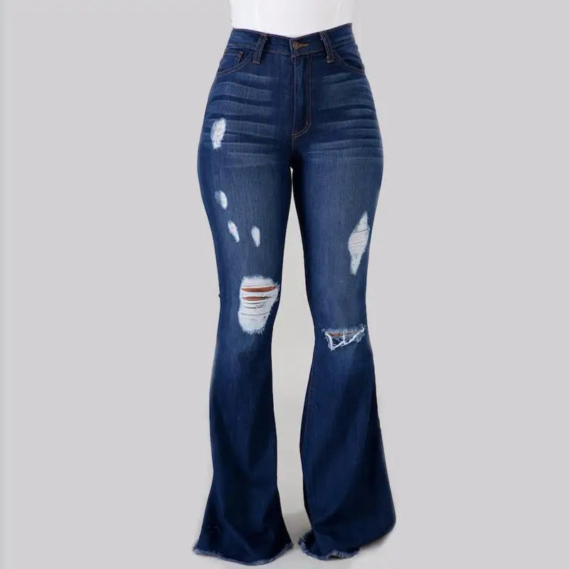 Ripped Buttocks Jeans - Dark Blue / S