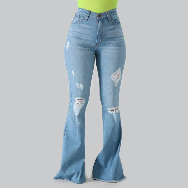 Ripped Buttocks Jeans - Light Blue / S