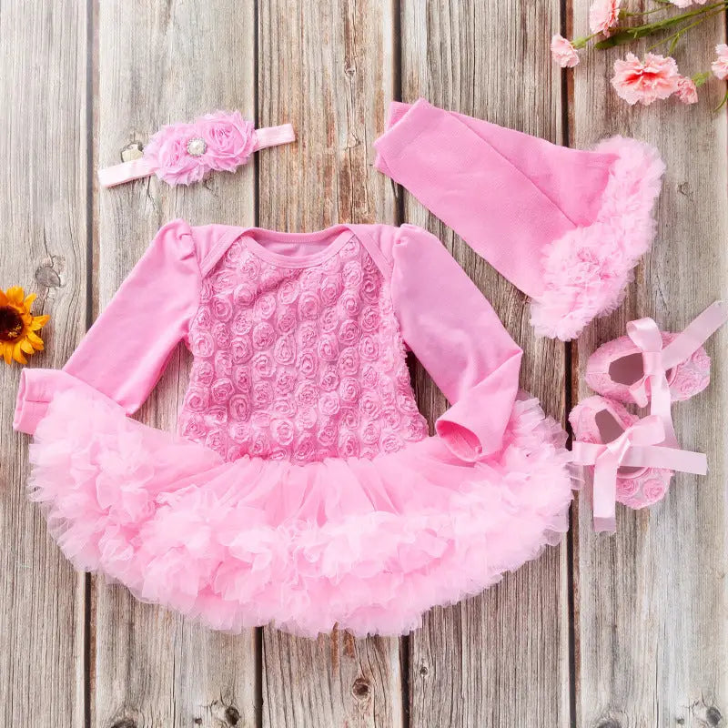 Rosebud Romper: Baby Long Sleeve Dress