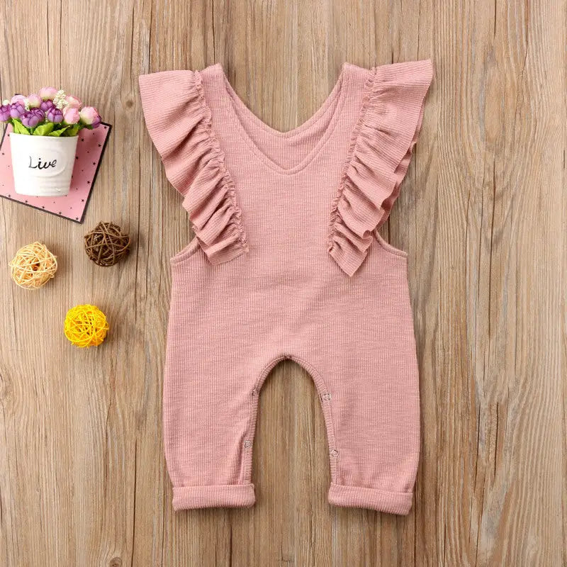 Ruffle Knit Romper: Baby Girl Jumpsuit Overalls