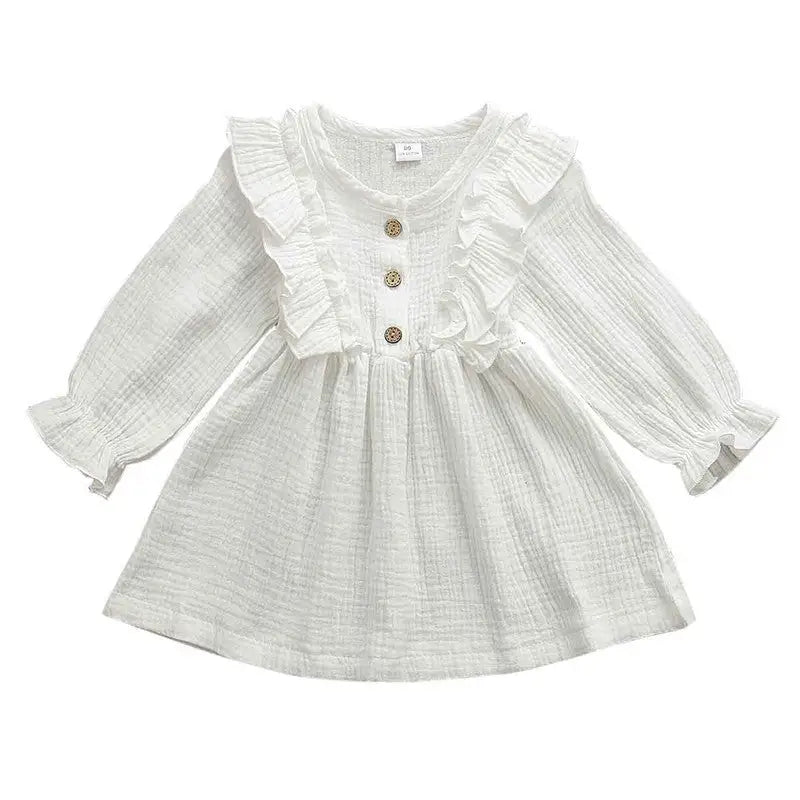 RuffleSpring Baby Dress - White / 80cm