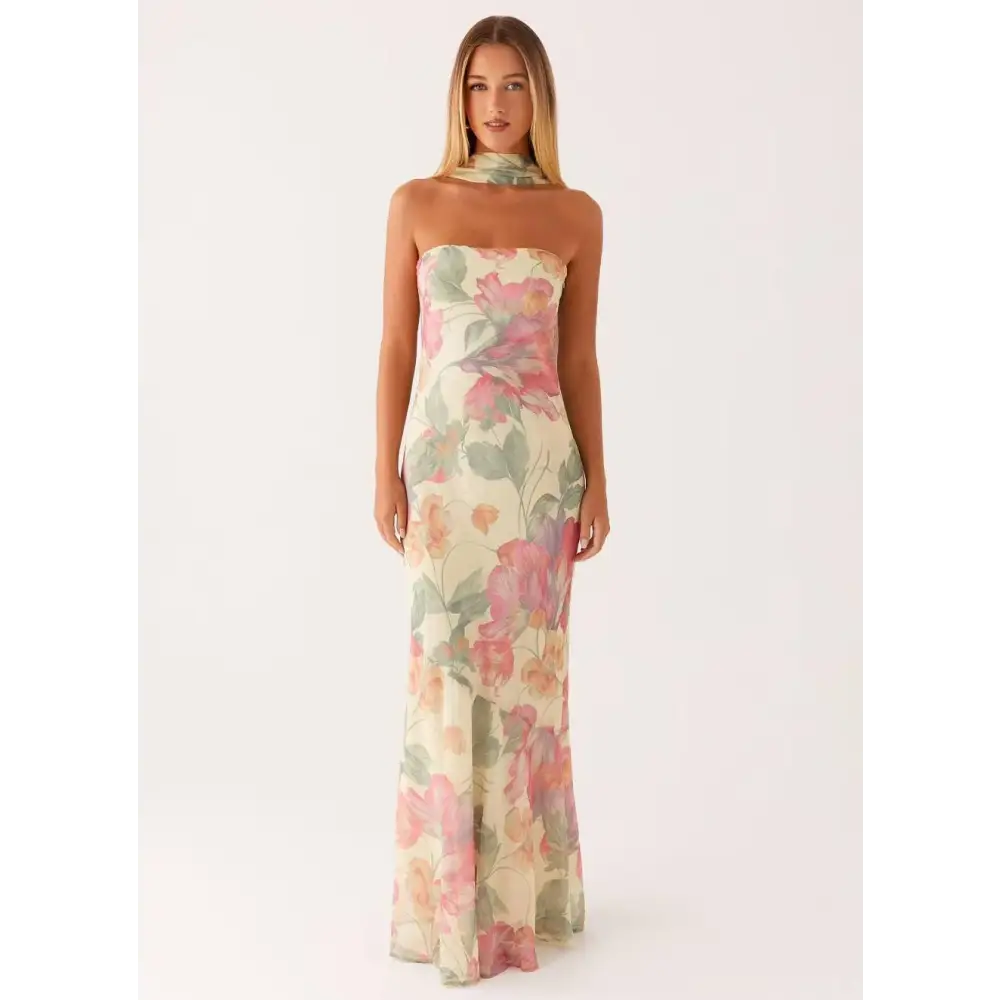 Seaside Splash: Multicolor Fishtail Dress - Floral / S