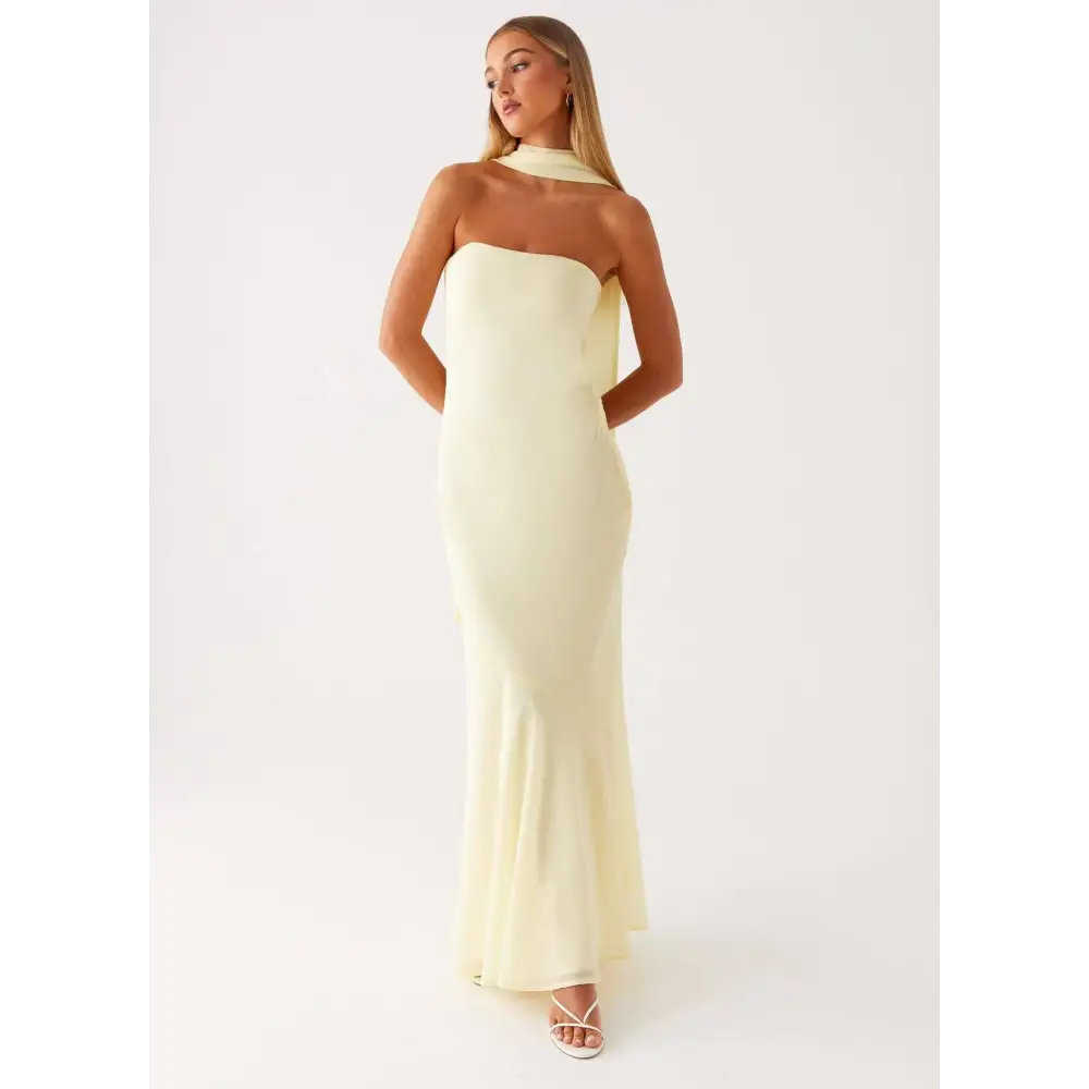 Seaside Splash: Multicolor Fishtail Dress - Light Yellow / S