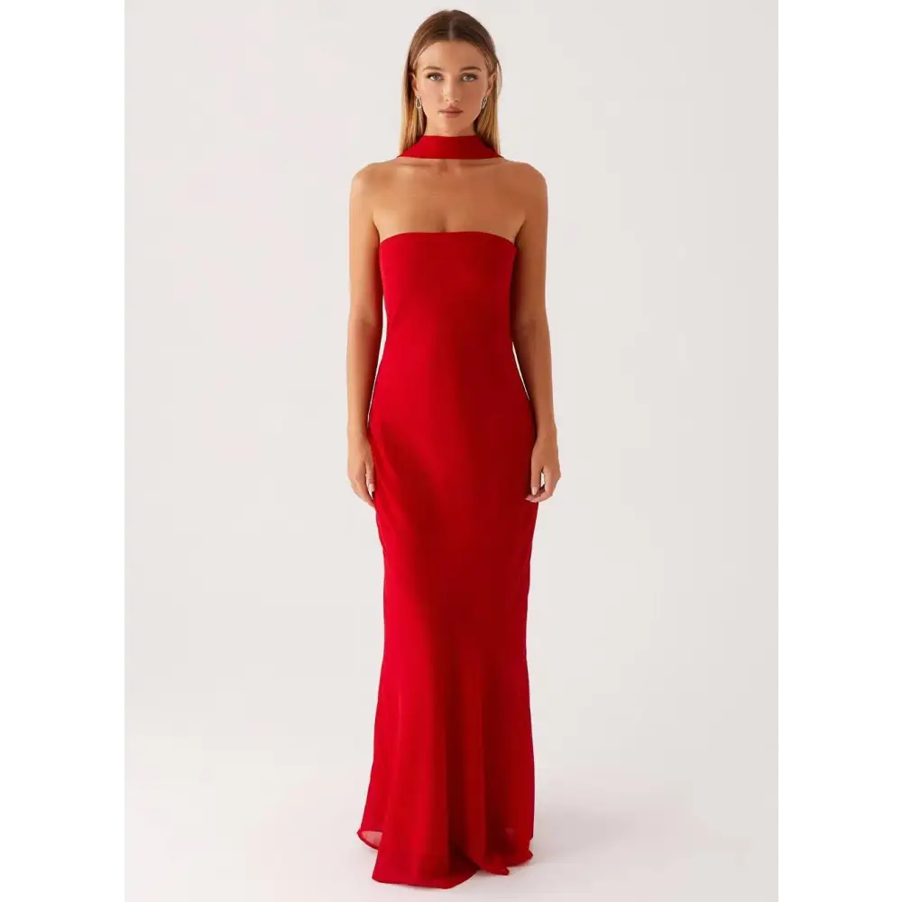 Seaside Splash: Multicolor Fishtail Dress - Red / S
