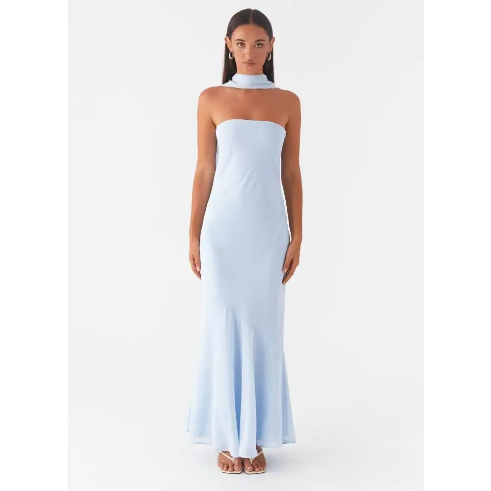 Seaside Splash: Multicolor Fishtail Dress - Sky Blue / S