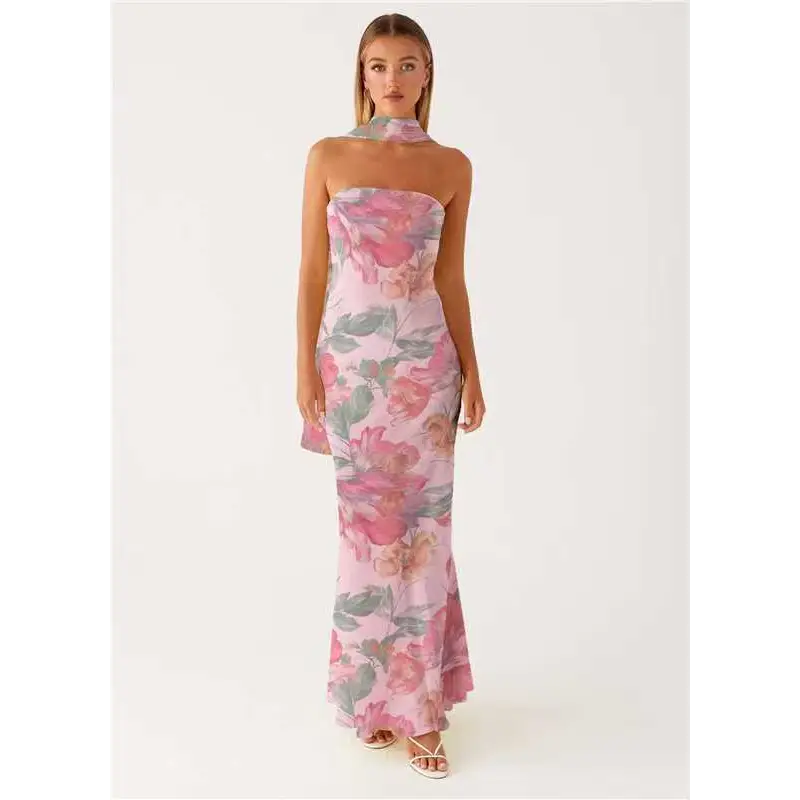 Seaside Splash: Multicolor Fishtail Dress - Violet / S