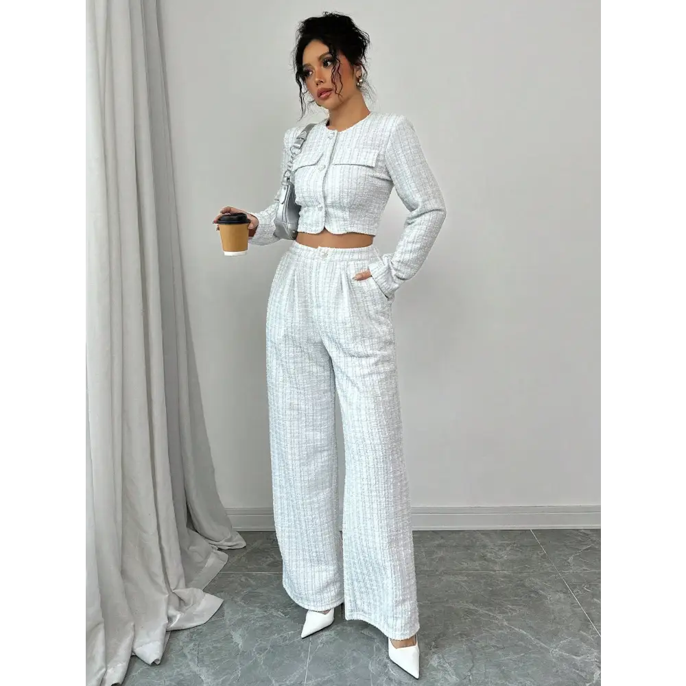 Seasonal Chic Suit: Tweed & Pearls - XS - 4