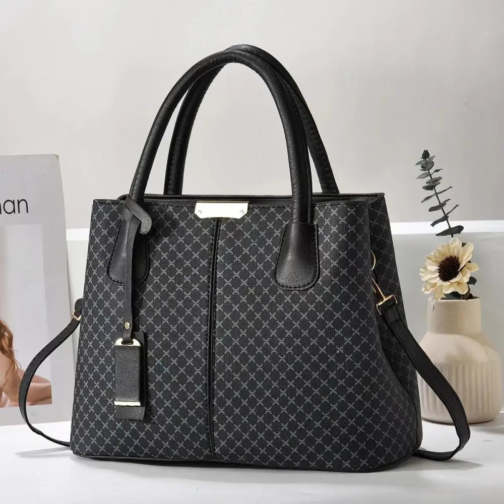 SenseTote Crossbody Bag for Mom - Black Cross Pattern