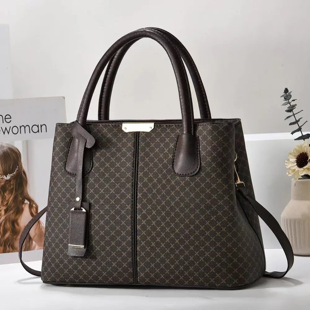 SenseTote Crossbody Bag for Mom - Brown Cross Pattern