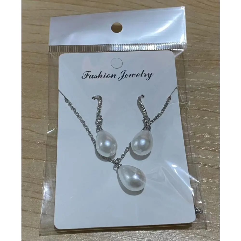 Serene Pearl Eardrop Earrings and Necklace Set