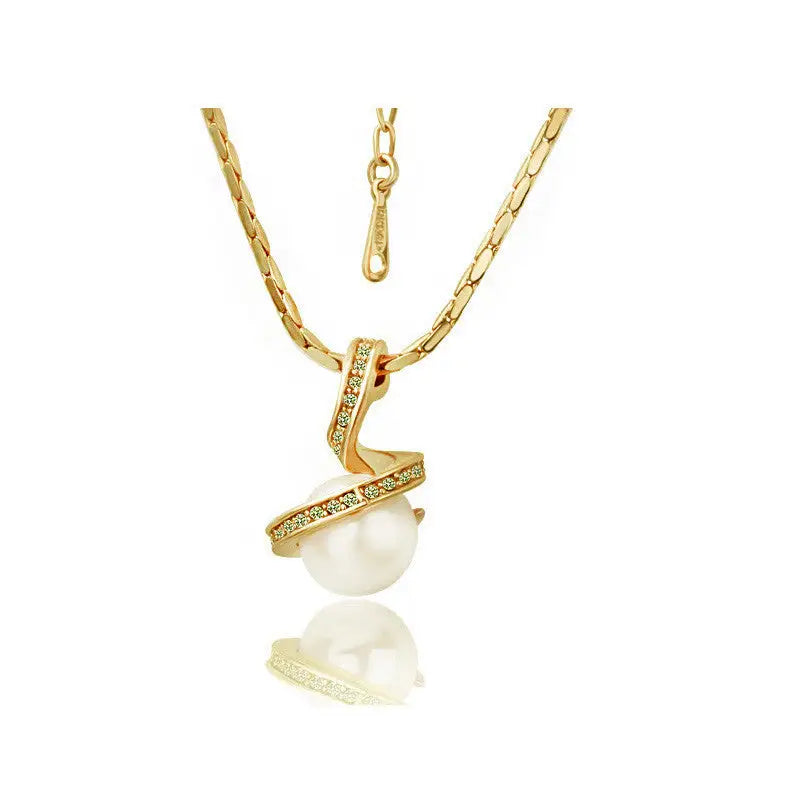 Serpent Swirl Pearl Necklace - Necklace / Glod white