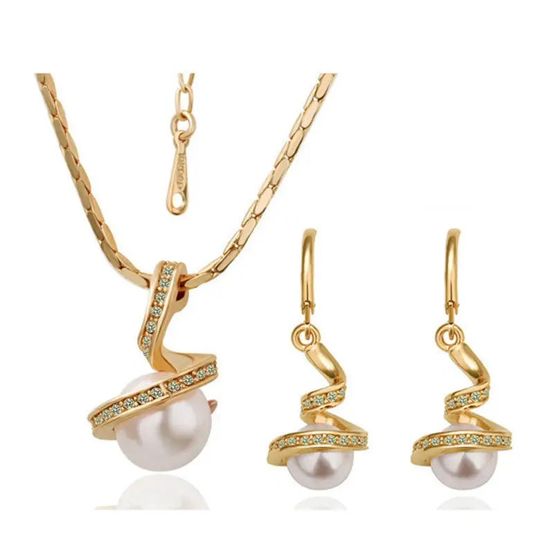 Serpent Swirl Pearl Necklace - Suit / Glod white