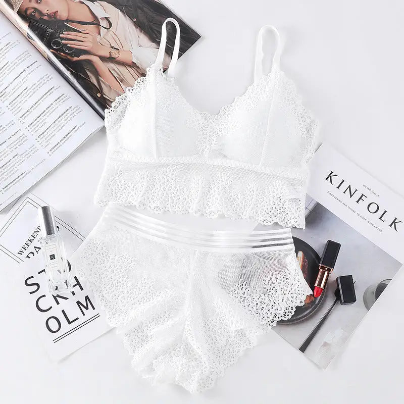 Sexy Tube Top Bottoming Underwear Lace Underwear Women’s Suit - White Suit / Free Size