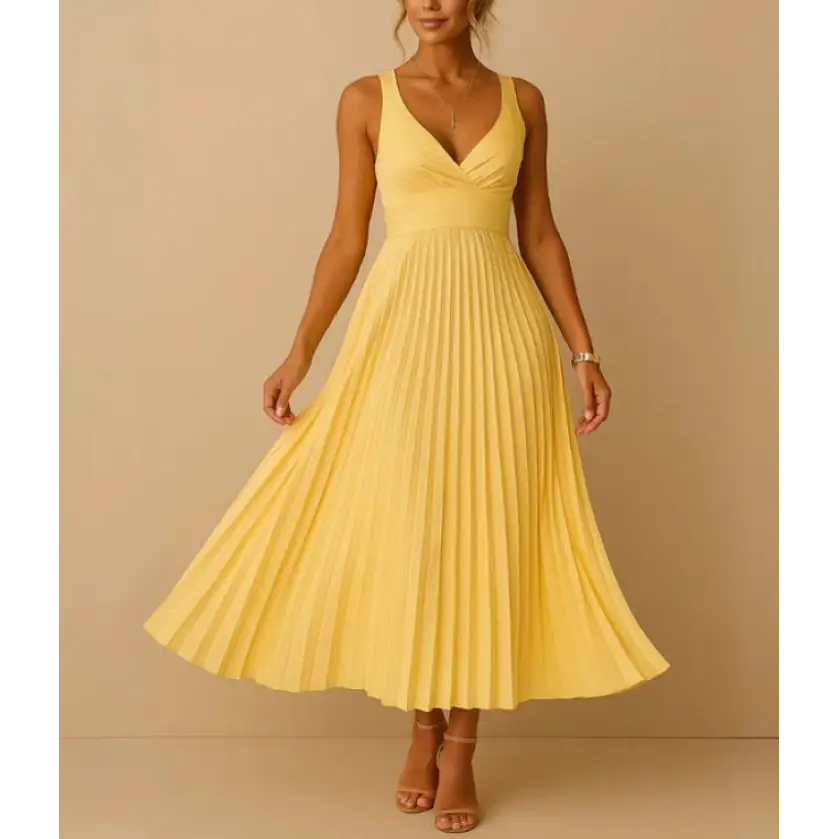 Silhouette: Glam Strap Elegance Party Dress - Yellow / S