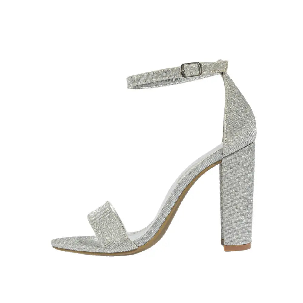 Silver and Gold Low Heel Buckle Shoes with Rubber Sole