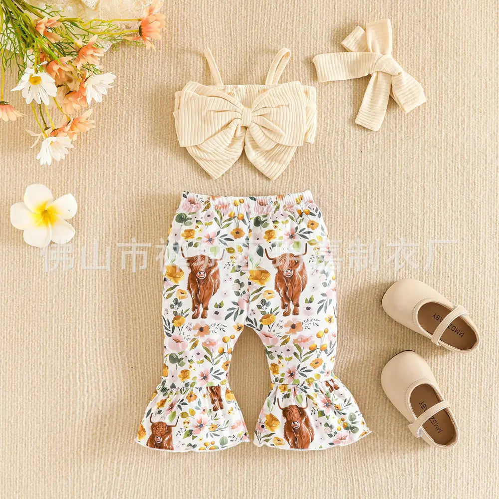Sisterly Chic Bow Set - Beige / 80cm