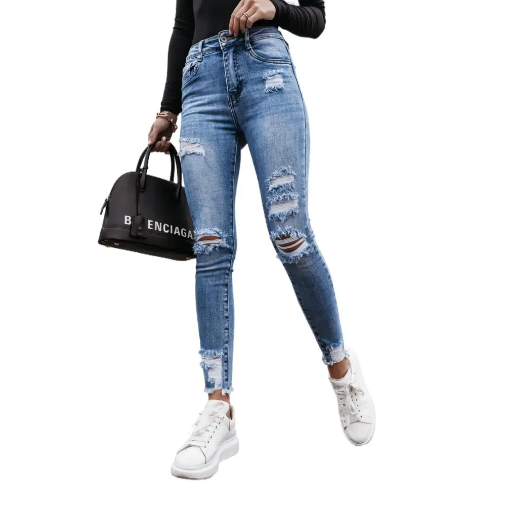 Sleek Summer Slim Women’s Denim Trousers - Blue / S