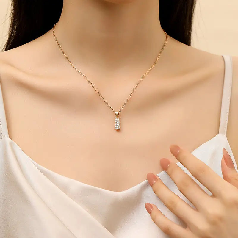 SleekLine: Women’s Elegant Flat Stick Necklace - Copper Plating Champagne Gold