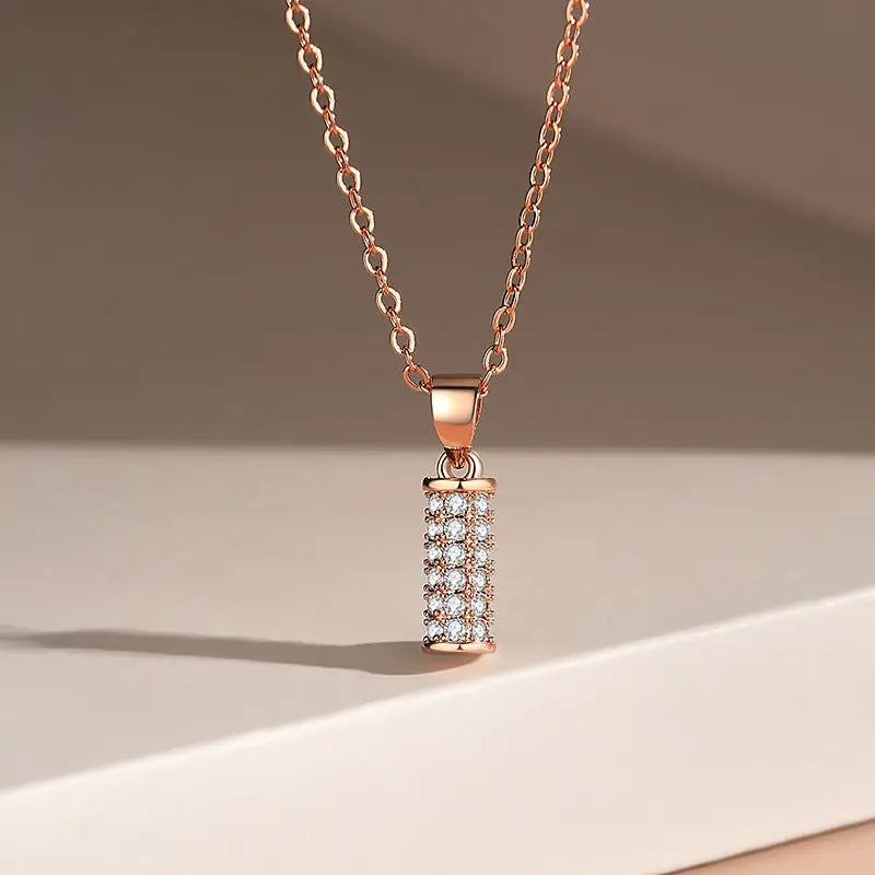 SleekLine: Women’s Elegant Flat Stick Necklace - Copper Plating Champagne Gold