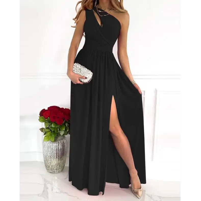 Sleeveless Elegant Party Maxi Dress for Women in Soft Lightweight Fabric - Black / S - 4