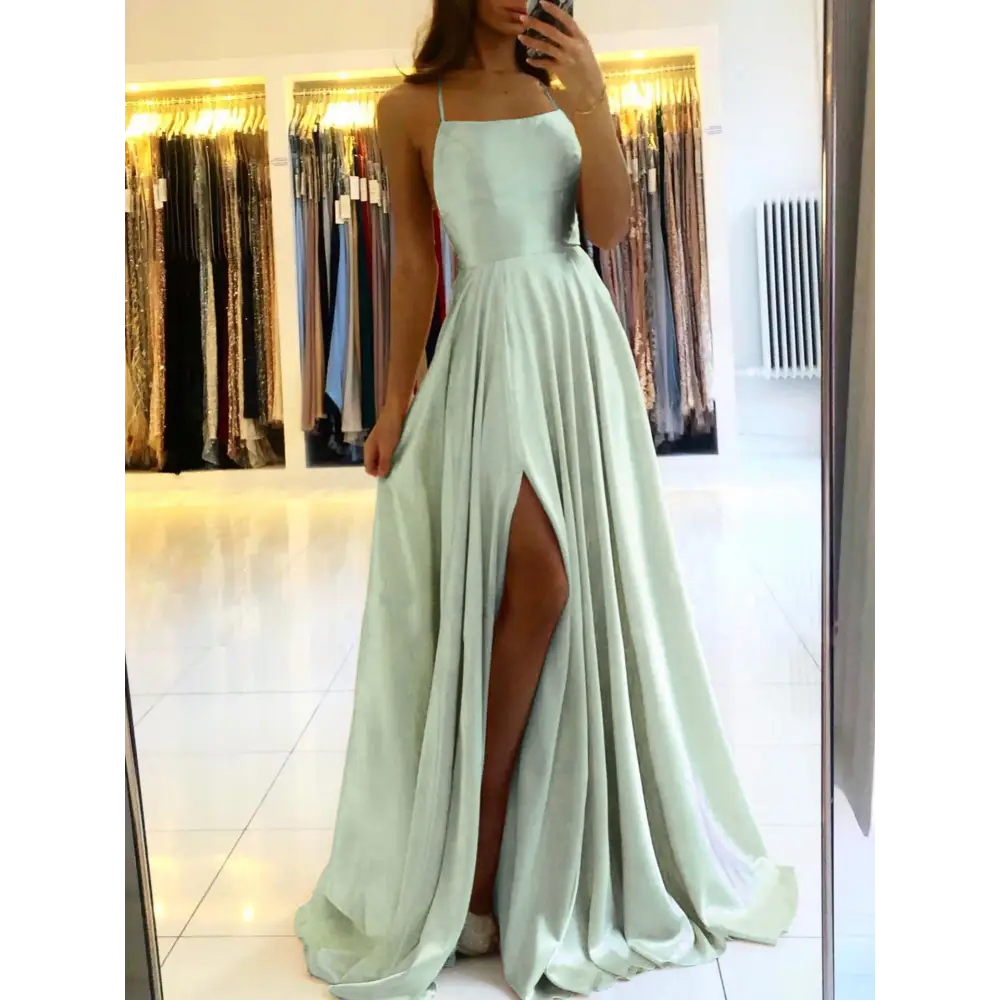 Sleeveless Long Dress in Multiple Colors - Long Green Section / XS