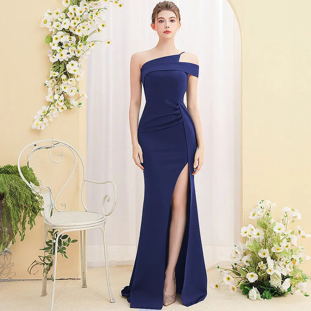 Sleeveless Mid Waist Long Skirt in Multiple Colors Polyester Fiber - Purplish Blue / S
