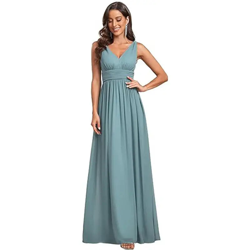 Sleeveless Polyester Wedding Skirt for Women in Multiple Sizes - Gray blue / US2
