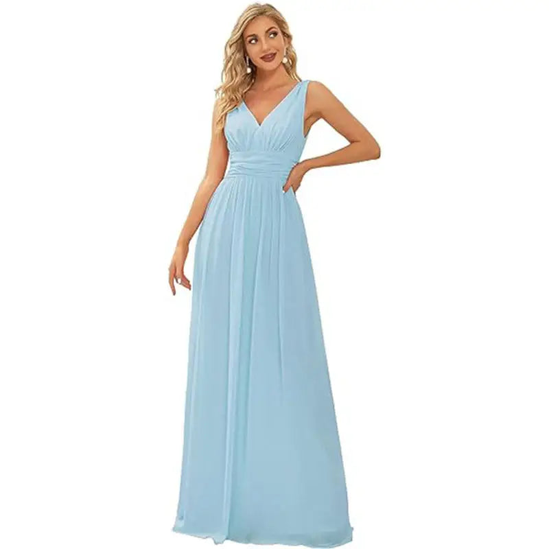 Sleeveless Polyester Wedding Skirt for Women in Multiple Sizes - Ice blue / US2