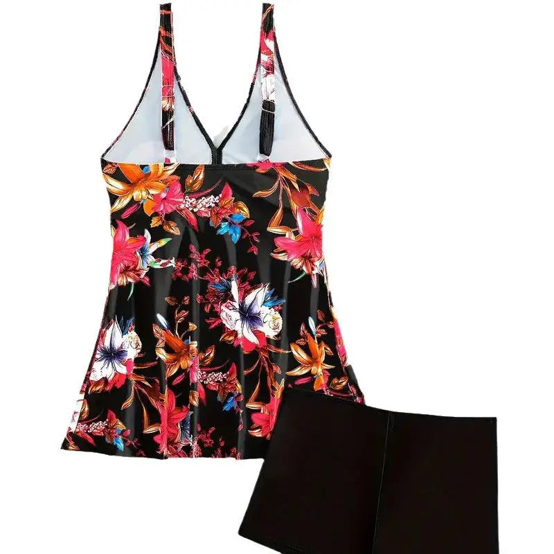 Slim Looking Belly Covering Sexy Print Two-piece Skirt Swimwear