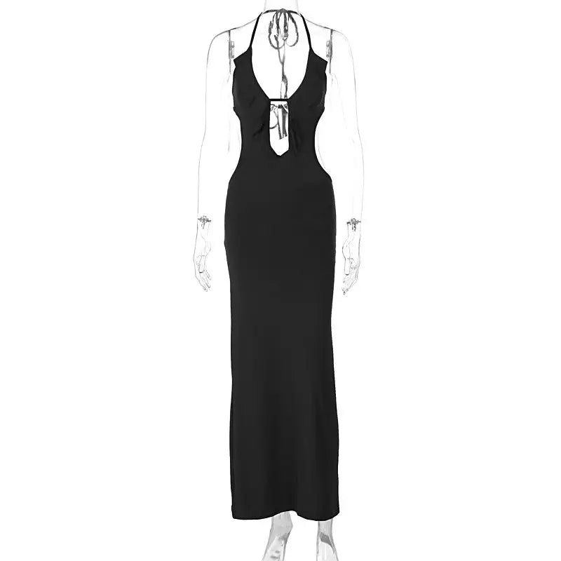 SlimHue Halter: Sexy Dress - Black / S