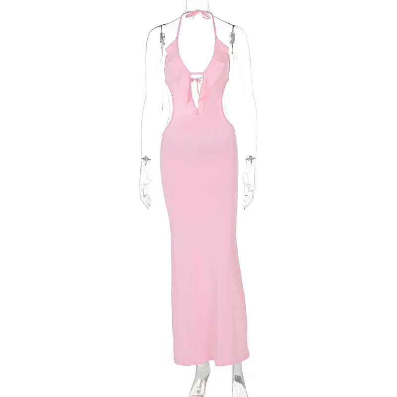 SlimHue Halter: Sexy Dress - Pink / S