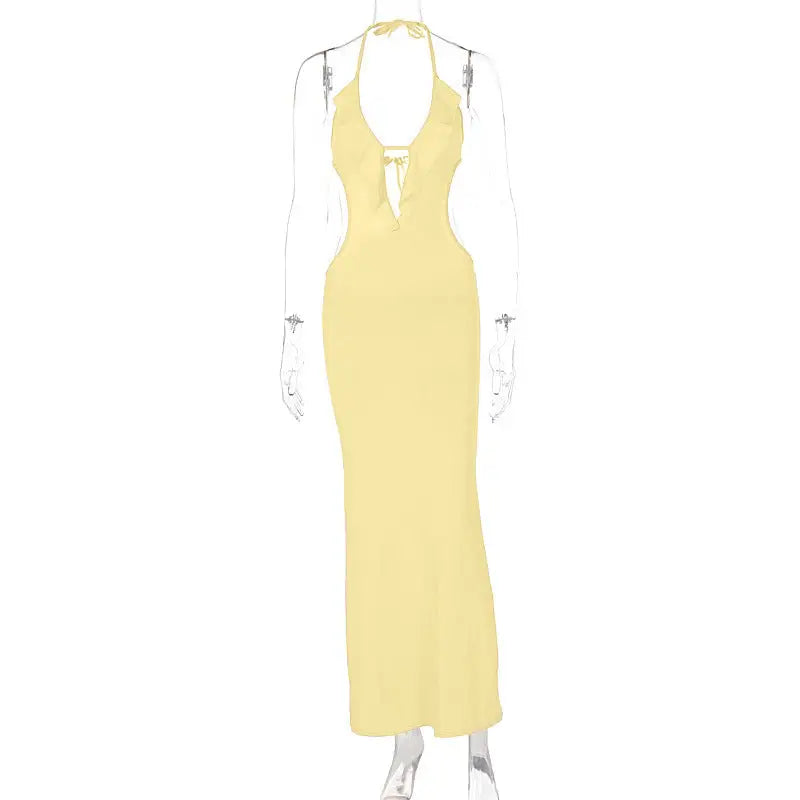 SlimHue Halter: Sexy Dress - Yellow / S