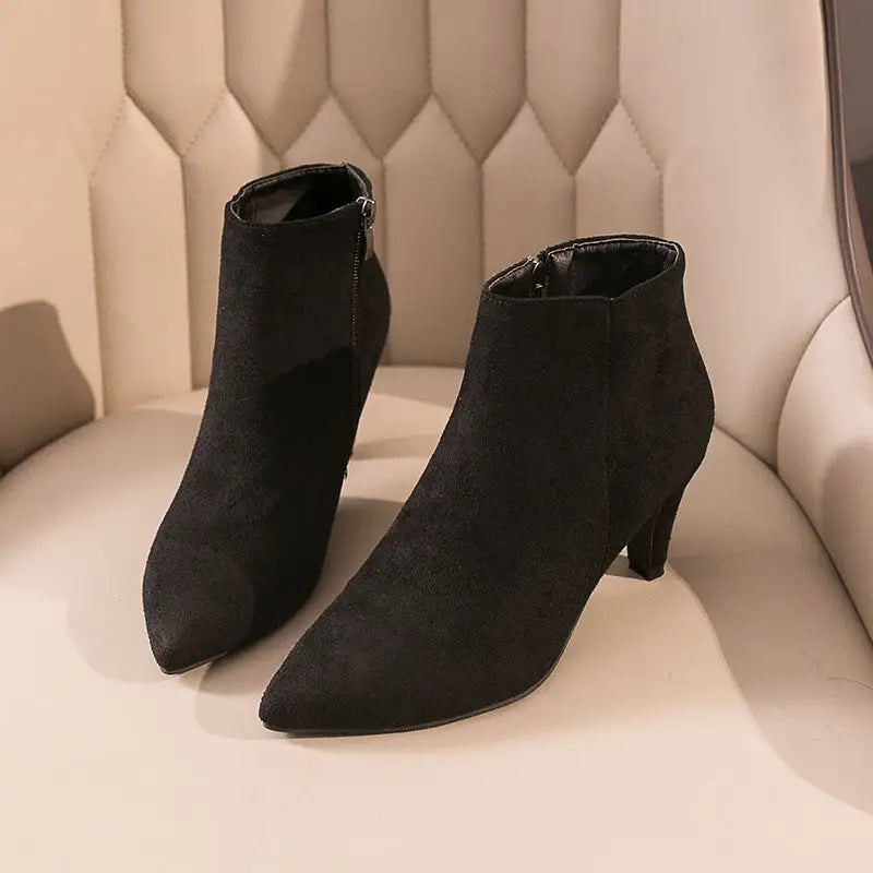Slip-stop Stiletto Boots - Black / 35