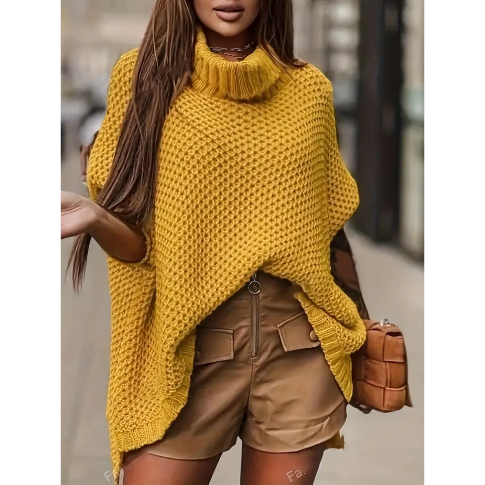 SlitStyle Turtleneck Pullover - Yellow / S