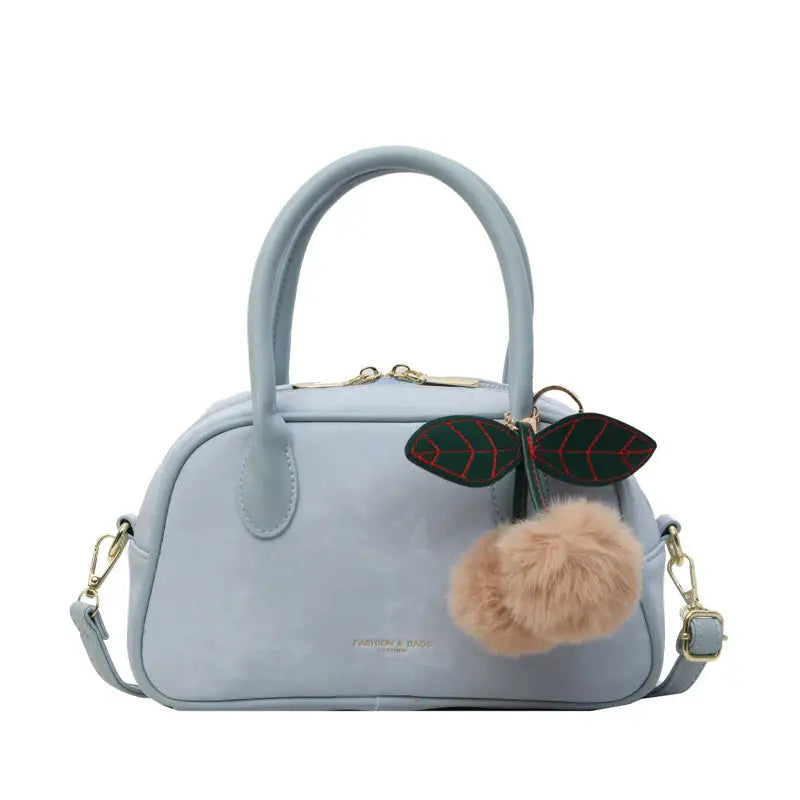 Small PU Handbag with Three-Dimensional Pocket and Inner Zipper Pouch - Blue Small Size