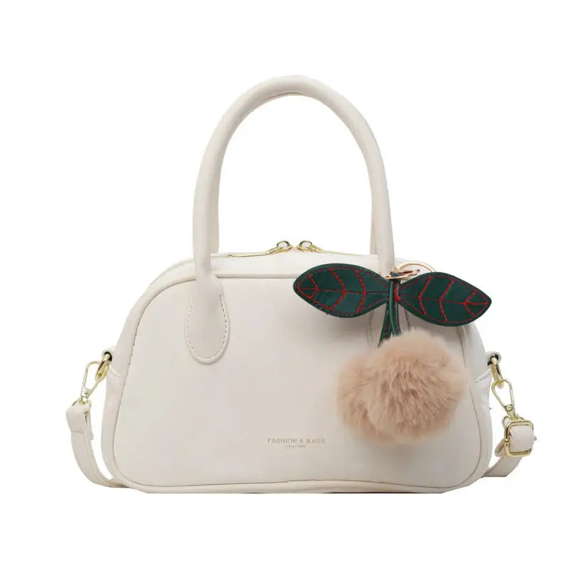 Small PU Handbag with Three-Dimensional Pocket and Inner Zipper Pouch - Beige Small Size