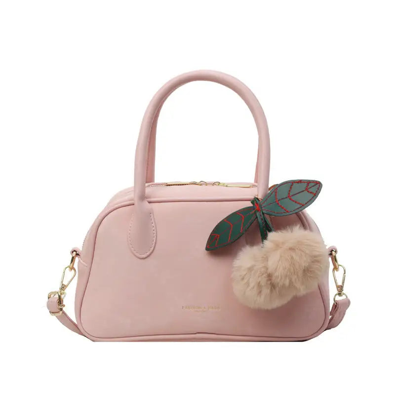 Small PU Handbag with Three-Dimensional Pocket and Inner Zipper Pouch - Small Pink