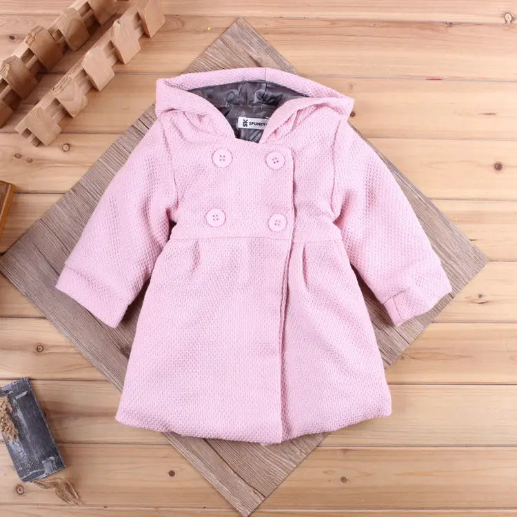 SnuggleKorean Kids’ Hooded Winter Coat - 3 Colors - Pink / 100cm