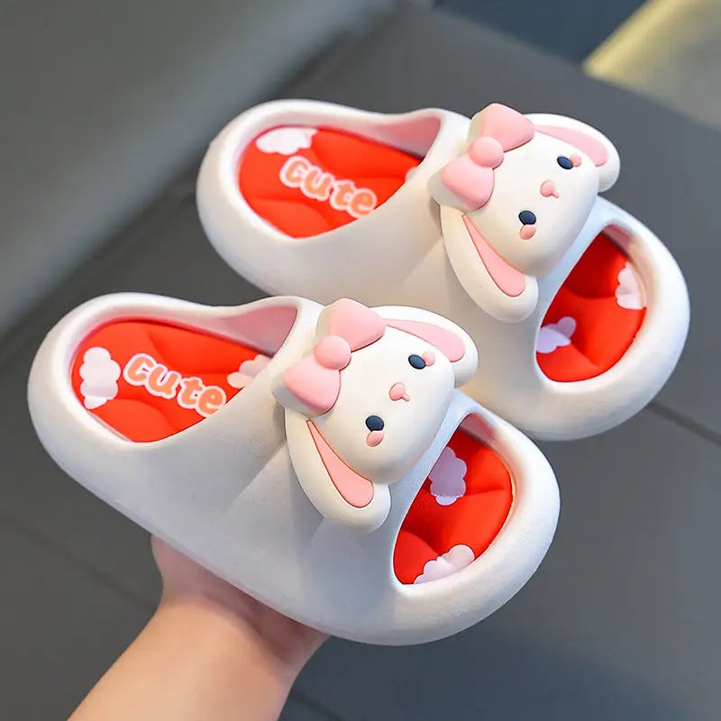 SnugStep Kids: Cozy Non-Slip Indoor Slippers - White / Inner Length 15cm