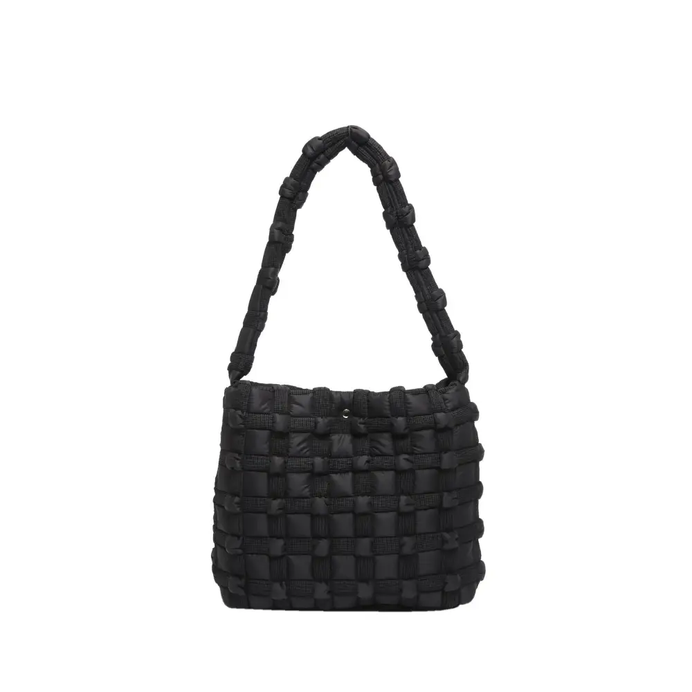 Soft Nylon Square Vertical Suitcase Bag with Multiple Pockets - Black