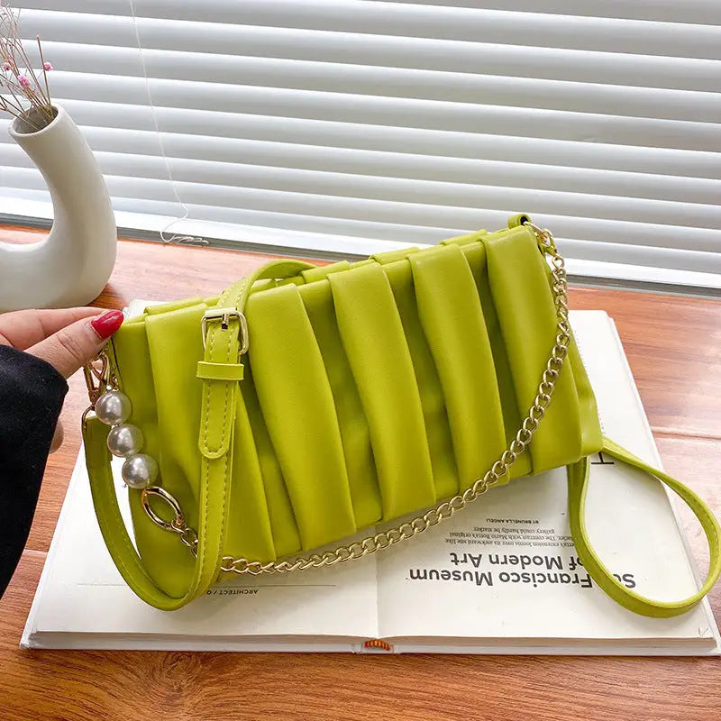 Soft PU Horizontal Square Bag with Open Pocket and Zippered Interior