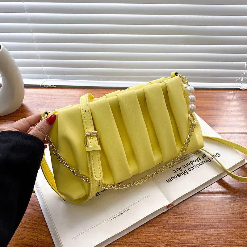 Soft PU Horizontal Square Bag with Open Pocket and Zippered Interior