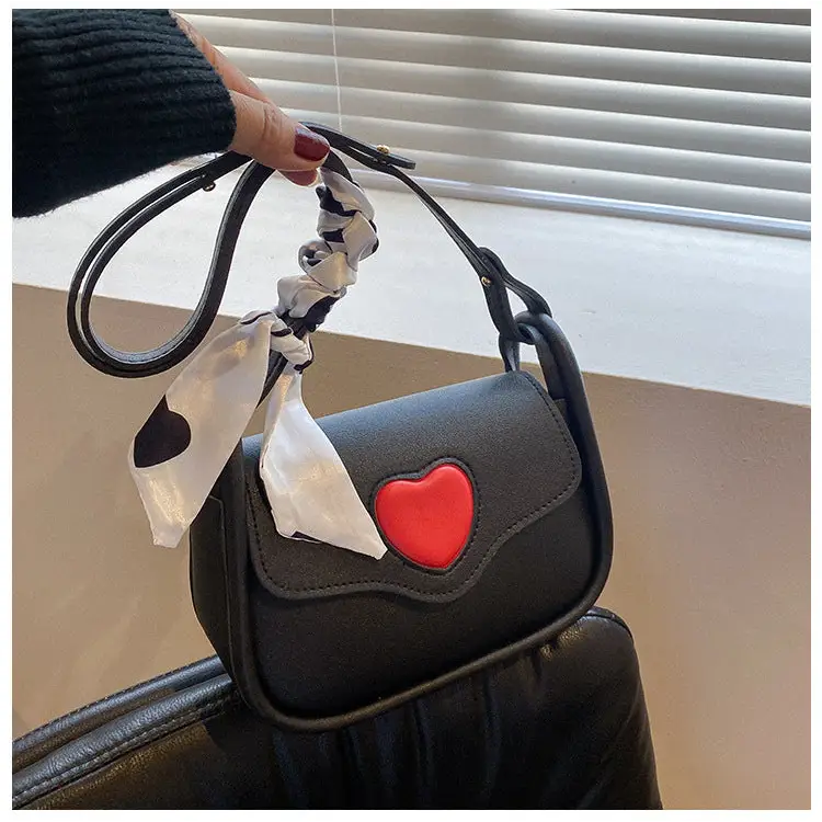 Soft PU Leather Shoulder Bag for Daily Use in White Black or Pink - Black