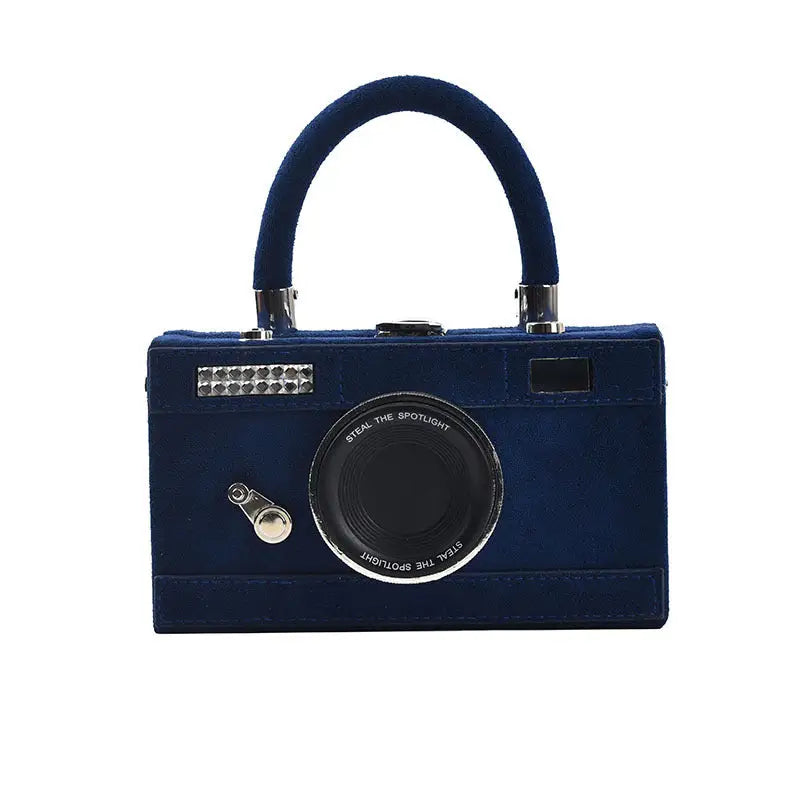 Soft PU Square Suitcase with Rivets and Multiple Color Options - Blue