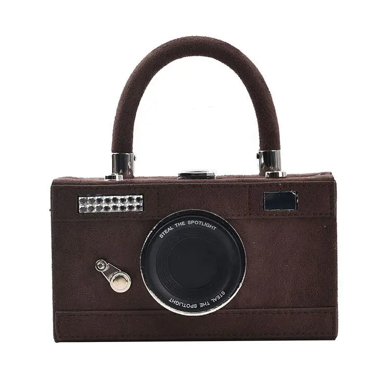 Soft PU Square Suitcase with Rivets and Multiple Color Options - Brown