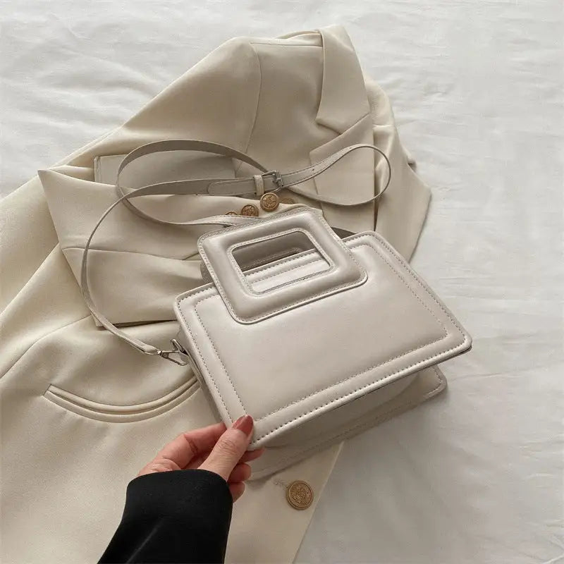 Soft PU Three Dimensional Pocket Handbag in Multiple Colors - Beige