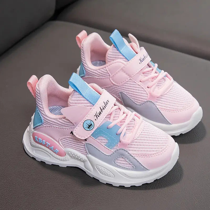 Soft Sole Dad Shoes for Girls - Pink Mesh / Size 26 About 160mm