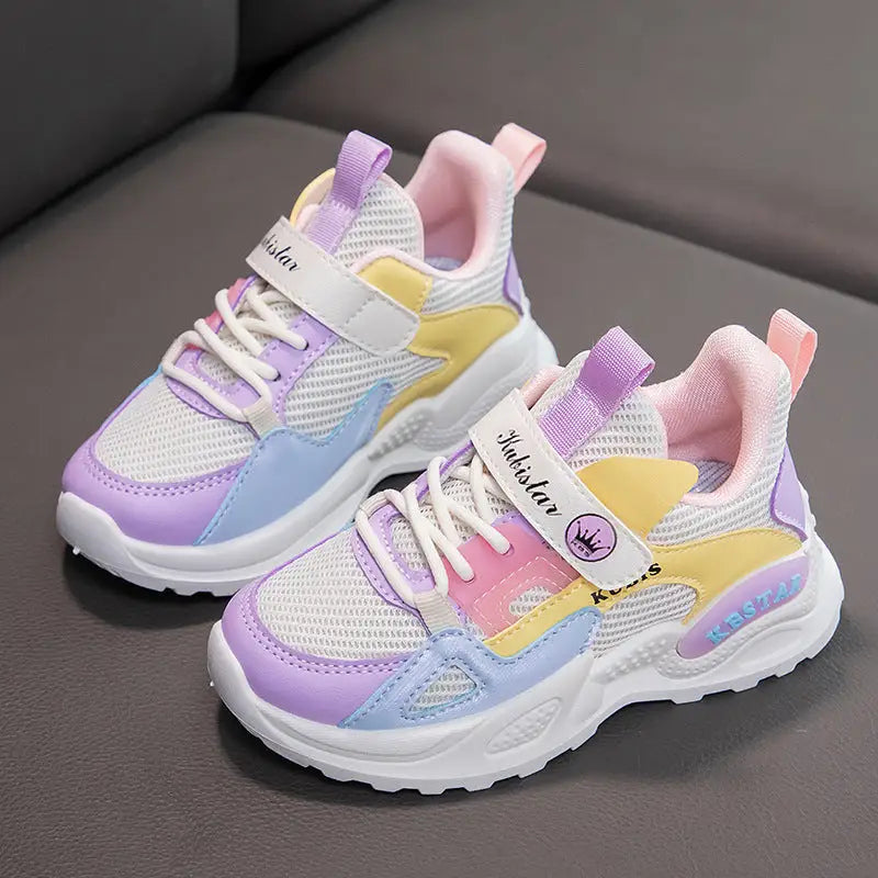 Soft Sole Dad Shoes for Girls - Purple Mesh / Size 26 About 160mm
